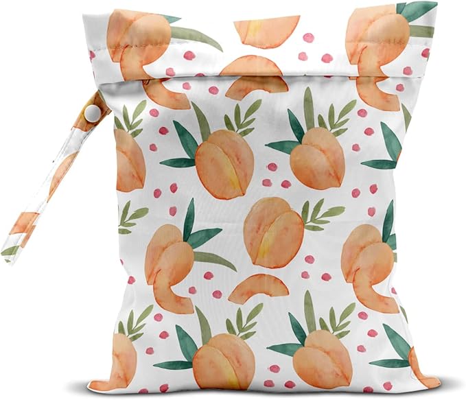 Wet Bag, Wet Dry Bag, Wet Bag for Swimsuit, Travel, Beach, Pool, Diapers, Dirty Yoga Gym Clothes, Toiletries, Makeup Bag, Snack Bag, Waterproof Reusable Fruit Peach Avocado Lemon