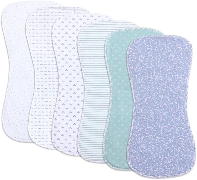 6 Pack Cotton Baby Burp Cloths Extra Absorbent Soft for Baby Boys and Girls
