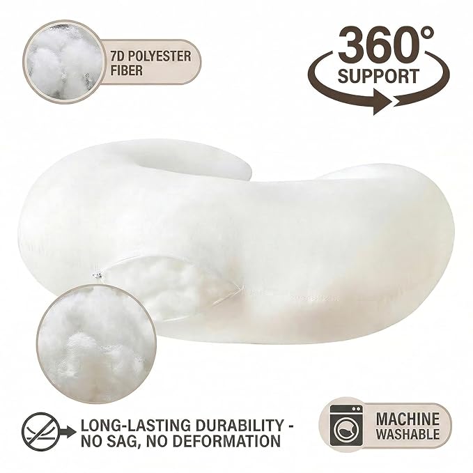 ESEN Nursing Pillow and Body Positioner for Breast Feeding and Bottle Feeding, Naked Ultra Soft Baby Breastfeeding Pillows for More Support for Mom and Baby (Naked Pillow)
