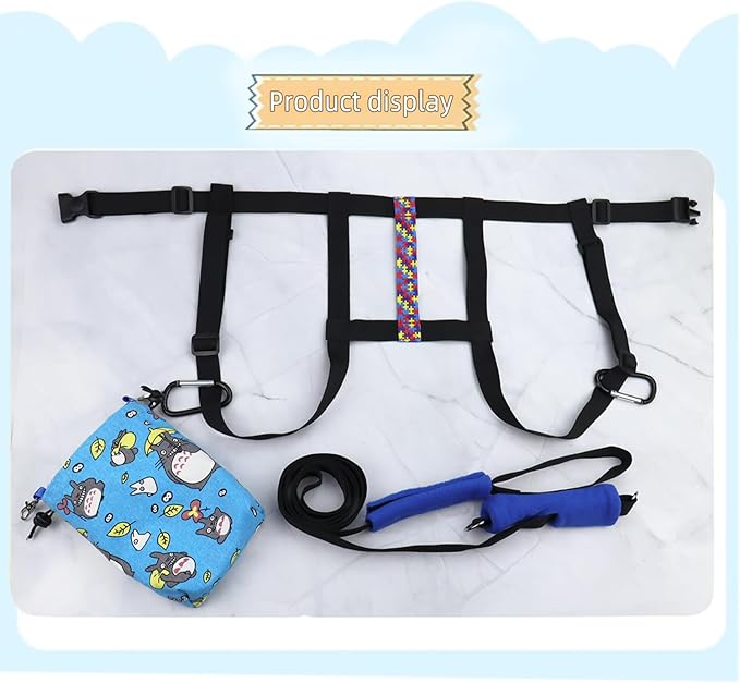 Walking Harness for Older Children with Quick Grab Handle and Adjustable Tether for Autism Special Needs ADHD Safety Teens Harness with Pouch Removable Autism Awareness Puzzle