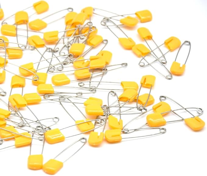 50 PCS Safety Pin 54mm/2.2in Baby Diaper Pins for Cloth Plastic Head Baby Pins for Diapers Stainless Steel Cloth Pins with Locking Closures Nappy Pin for Crafts（DT/Orange）