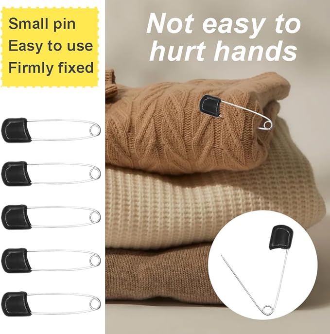50Pcs 2.2" Plastic Head Safety Nappy Pins(Black)