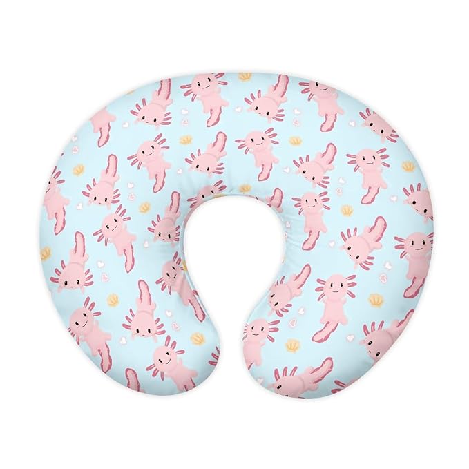 Pink Salamander Boy Girl Nursing Pillow Cover Baby Breastfeeding Slipcover Newborn Safety and Comfy Cover, 2 Packs