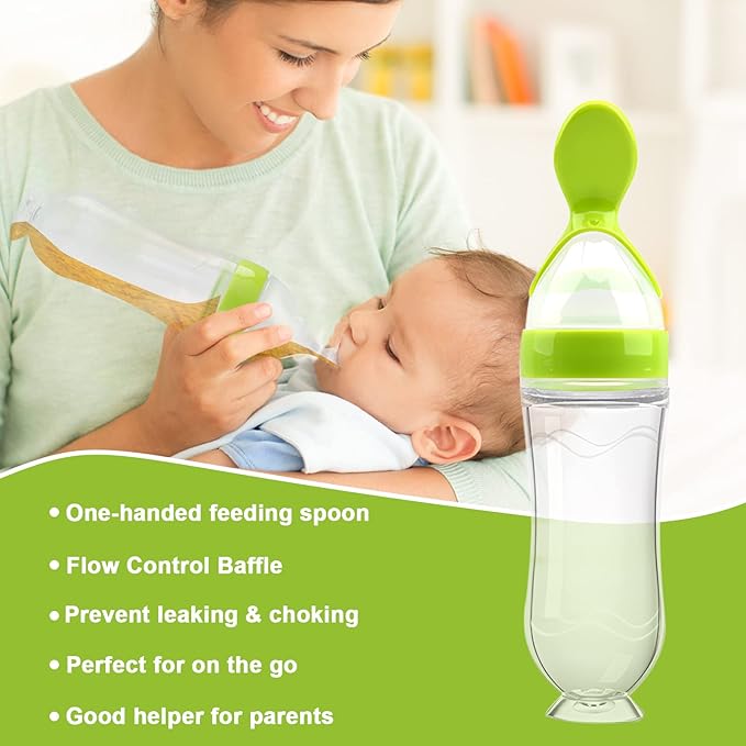 Food Feeder for Baby, Fruit Feeder Pacifier (3 Pcs) with 6 Different Sized Silicone Pacifiers,Silicone Baby Food Dispensing Spoon 90ML with Babies Spoons,Pacifier Clip Babies Feeding Set