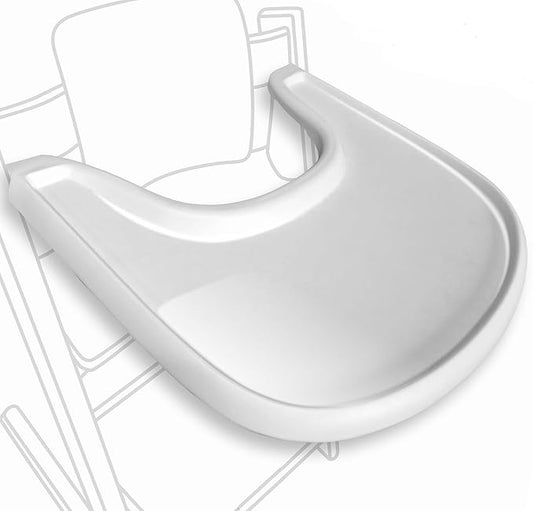High Chair Tray Compatible with Stokke Trip Trap Chair, Glossy White - Ergonomic Curved Design - BPA-Free, Easy to Assemble