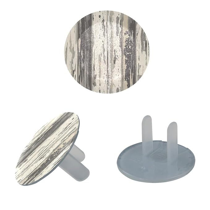 Soft Grey Wooden Floor Texture (1) Outlet Plug Covers Child Proof Electrical Outlets Protector - Wall Socket Protector for Baby Kids- Electrical Insulation