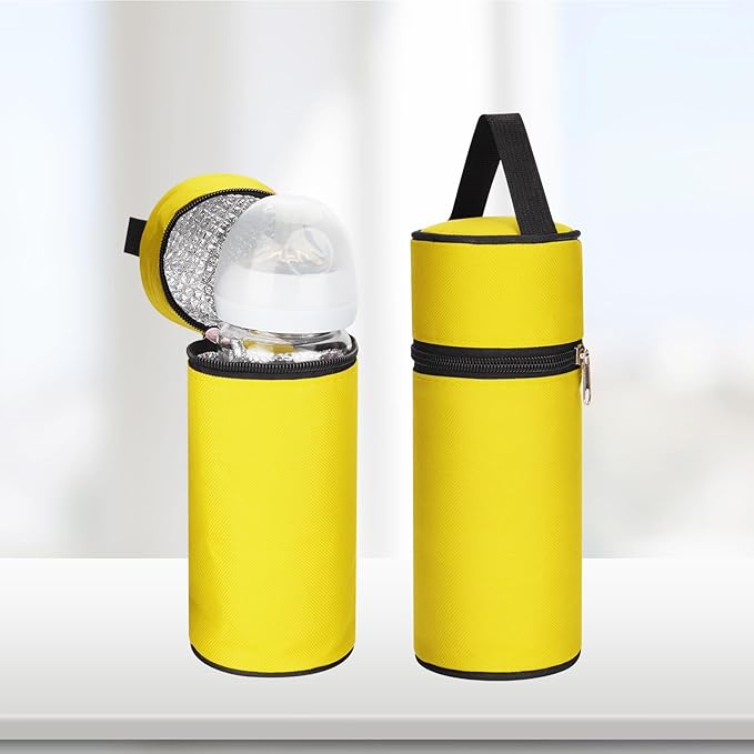 Beautyflier Insulated Baby Bottle Tote Bags, Portable Breastmilk Baby Bottle Cooler Storage, Travel Carrier Bag for Dr. Brown’s Natural Narrow Baby Bottles 2oz, 4oz, 8oz, 9oz (Yellow)
