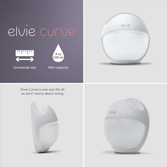 Elvie Curve - Manual Wearable Breast Pump - Hands-Free, Kick-Proof, Portable Silicone Pump that Can Be Worn in-Bra for Gentle, Natural Milk Expression - Breast Feeding Essentials