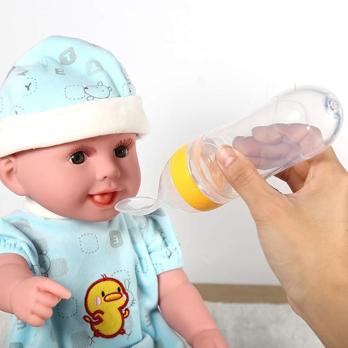 Silicone Spoon Bottle 90ml, 'S Food Supplement Bottle Rice Cereal Spoon for Semifluid Foods Bottle Feeder(yellow)