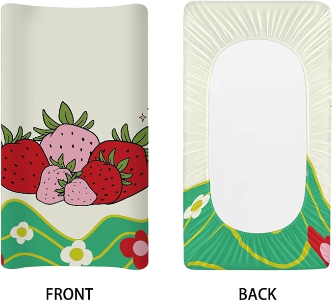 Changing Pad Cover - Strawberry Floral Changing Table Mattress Pad, Baby Changing Pad Cover Set for Baby Boys or Girls