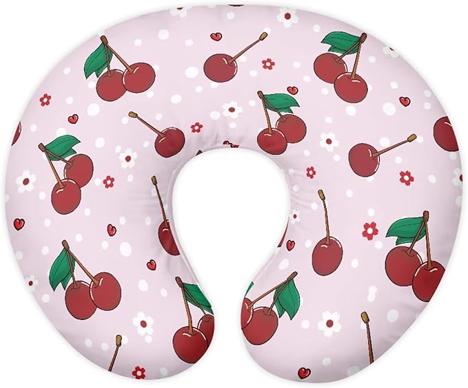 Cherry Pattern Nursing Pillow Cover Stretchy and Soft Nursing Cover for Breastfeeding Pillows Pillow Slipcover for Baby Girls Boys Newborn