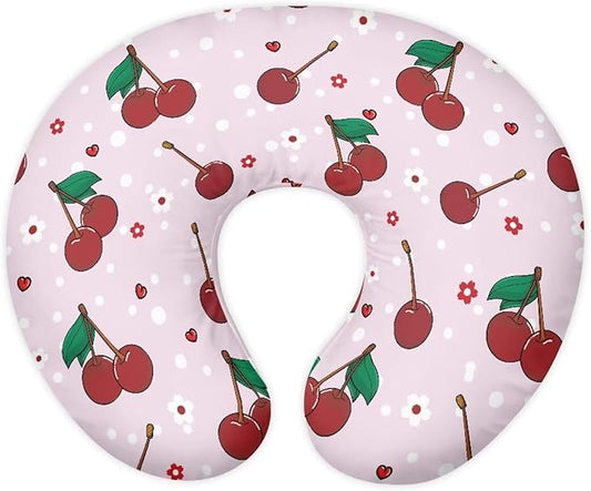 Cherry Pattern Nursing Pillow Cover Stretchy and Soft Nursing Cover for Breastfeeding Pillows Pillow Slipcover for Baby Girls Boys Newborn