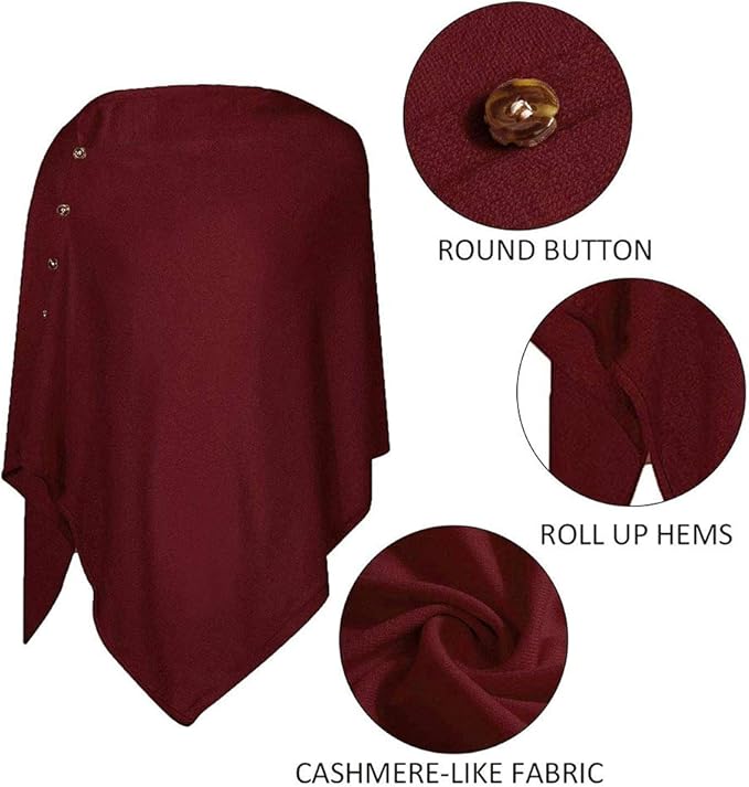 stylesilove Multi-Use Knit Nursing Shawl Poncho Adjustable Buttons for Breastfeeding Protection Nursing Cover Infinity Scarf