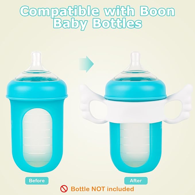 Silicone Baby Bottle Handles for Boon Nursh Bottles, Easy Grip Bottle Holder for Self Feeding