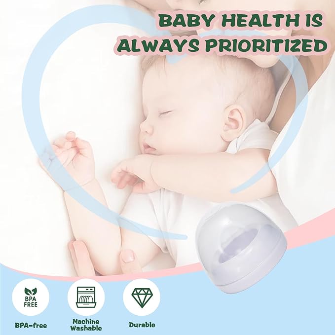 Dome Caps with Nipple Rings Set Compatible for Philips Avent Natural Baby Bottles, Replacements Screw Collars with Dome Lids for Como tomo, Set of 4