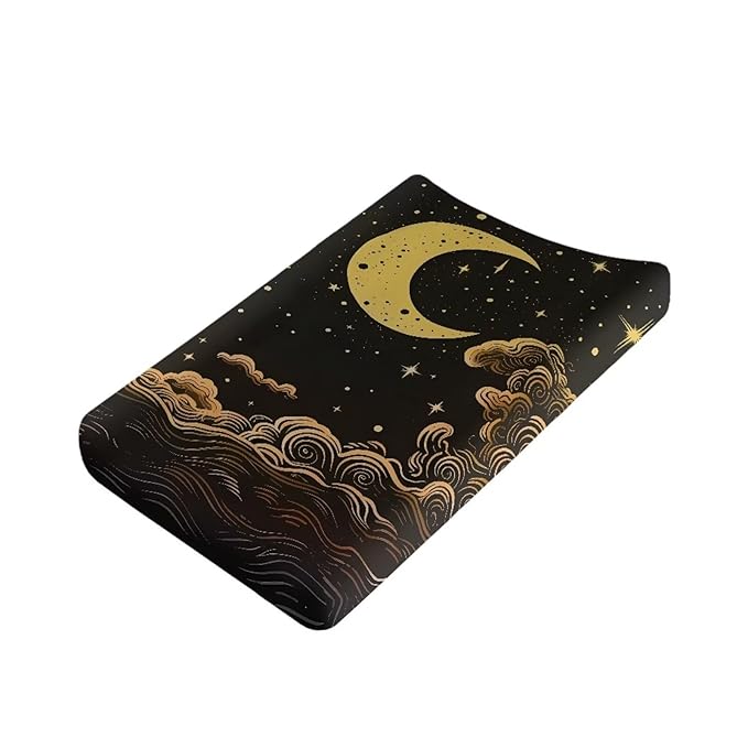 ZDCUSTOM Moon Pattern Changing Pad Cover for Baby Girls Boys, Diaper Changing Table Covers, Changing Pad Sheets Soft & Breathable Stretchy Changing Pad Covers