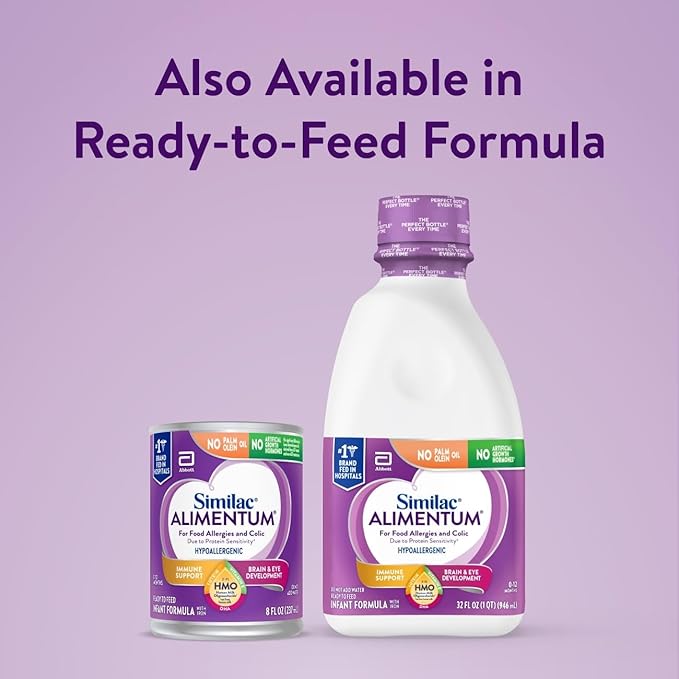 Similac Alimentum With 2'-FL HMO Hypoallergenic Infant Formula, for Food Allergies and Colic Due to Protein Sensitivity, Baby Formula Powder, 12.1-oz Can, Pack of 6