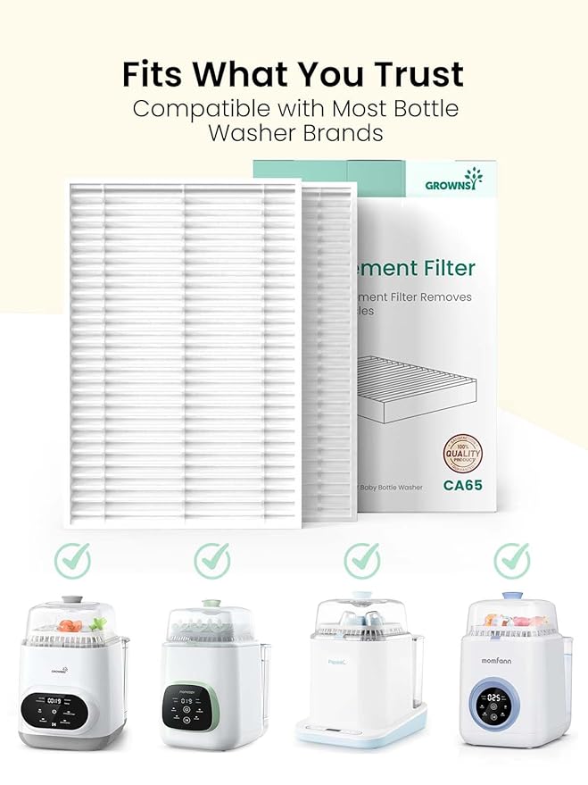 Grownsy 2PCS HEPA Filters, Replacement Accessories Compatible with GROWNSY, Momcozy & Papablic Bottle Washer, Easy to Install, Premium Air Filter for Cleaner, Safer Bottle Cleaning (Pack of 2)