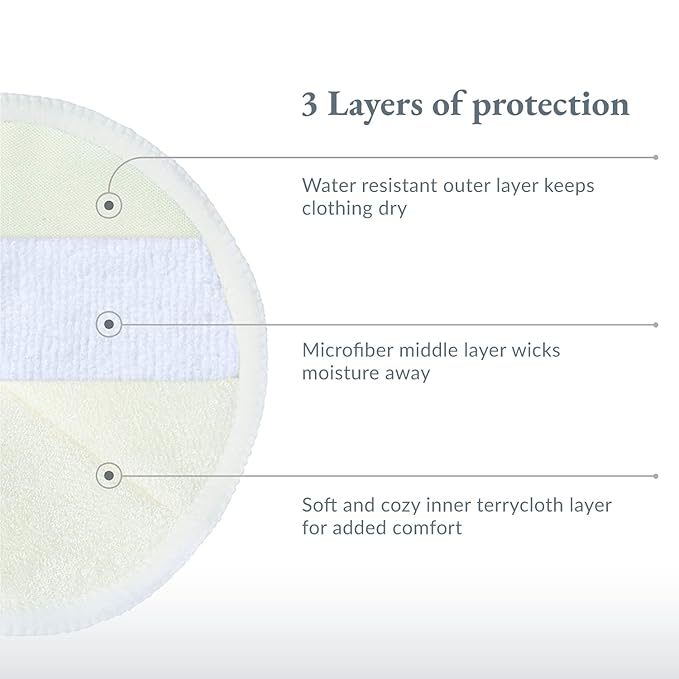 Ameda Contoured Washable Nursing Pads, Reusable Breast Pads with Organic Bamboo Material & Mesh Laundry Bag, Breastfeeding Equipment Accessories, 4 Pairs (8 Count)