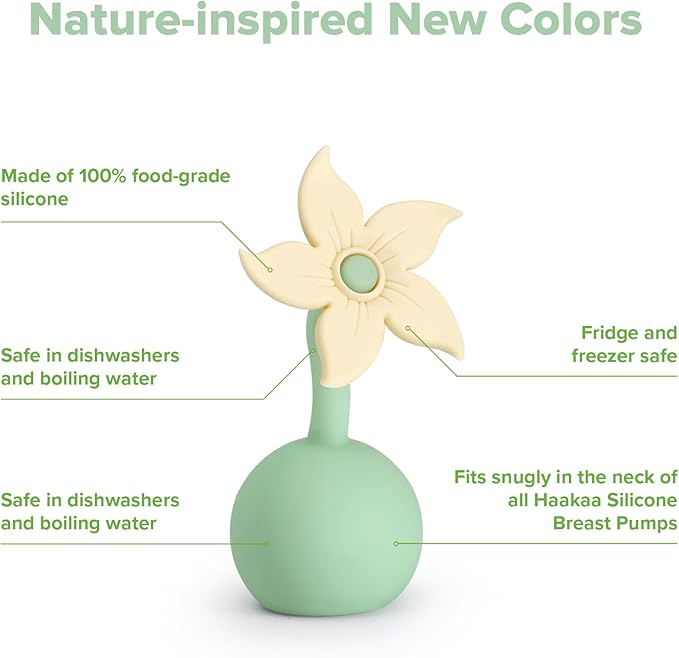 haakaa Manual Breast Pump Flower Stopper (Oat) - Made of Premium Silicone, BPA Free, Compatible with All haakaa Breast Pumps