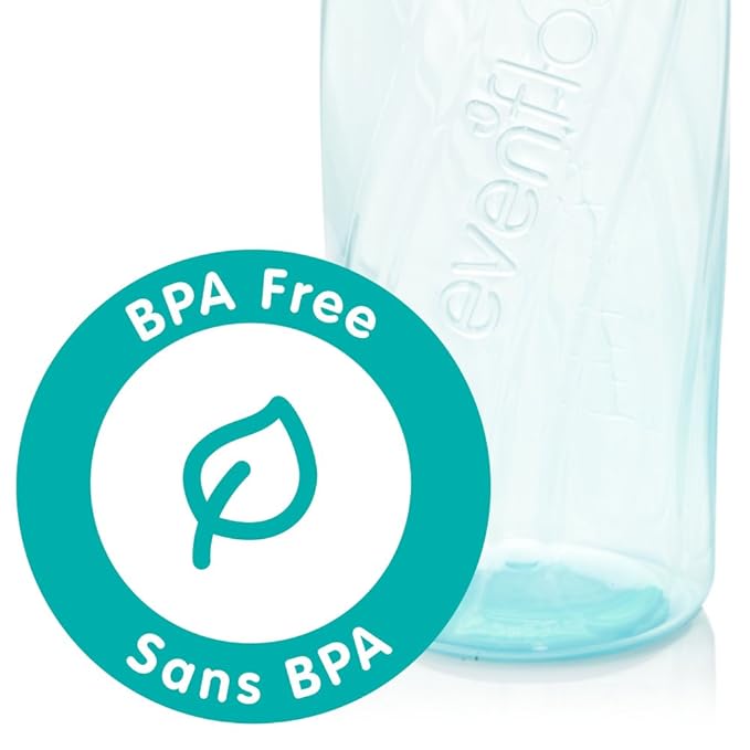 Evenflo Feeding Premium Proflo Vented Plus Polypropylene Baby, Newborn and Infant Bottles - Helps Reduce Colic - Teal/Green/Blue, 8 Oz, 6 Bottles