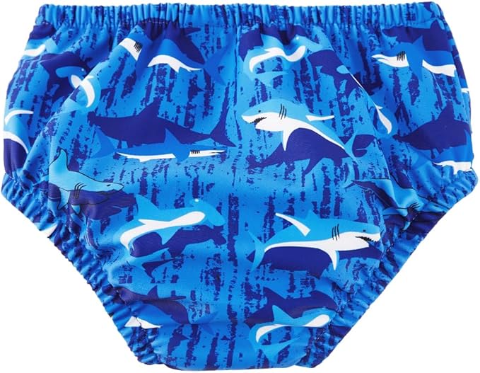 Baby Swim Diapers Reusable Washable Infant Diaper Swimsuit with Side Snap UPF 50+ Sun Protection for Pool Beach(18-24 Months,Sharks)