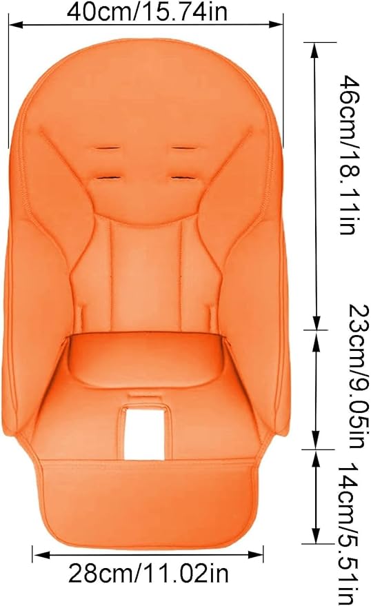Baby High Chair Cover Replacement | PU Leather Dining Chair Cover with Soft Cushion Seat, Easy to Install High Chair Covers for Baby and Toddler, High Chair Cover Replacement (Orange)
