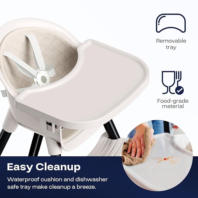 Fodoss Convertible Wooden High Charis for Babies and Toddlers, Easy Clean Baby Chair for Eating, 3 in 1 Infant Highchair with Footrest, Silla De Comer para Bebe