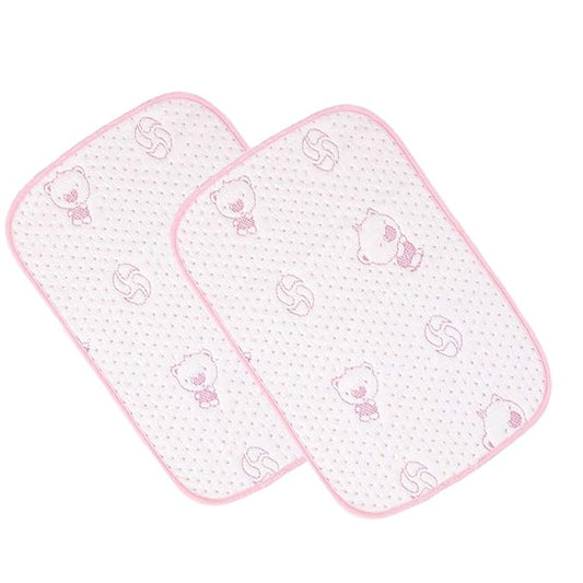 Monvecle Baby Infant Waterproof Cotton Changing Pads Washable Resuable Diapers Liners Mats Multi Pieces Pack (Pink Bear-2pcs Medium 28" x 20")