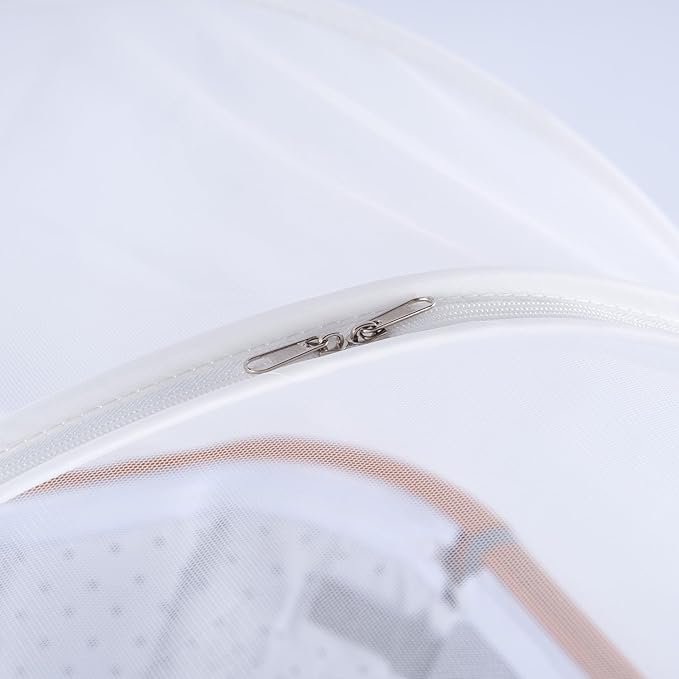 SeedFuture Bassinet Mosquito Net Cover with 2-Way Zipper for Baby Bassinet Bedside Sleeper Travel Crib White