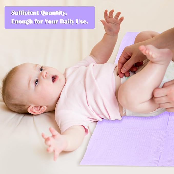 Mixweer 1000 Pcs Baby Disposable Changing Pads 13 x 18 Inch Quick Absorb Purple Diaper Changing Table Pads Sanitary Liners Soft Waterproof for Baby Child Adult Pets Travel Change Stations