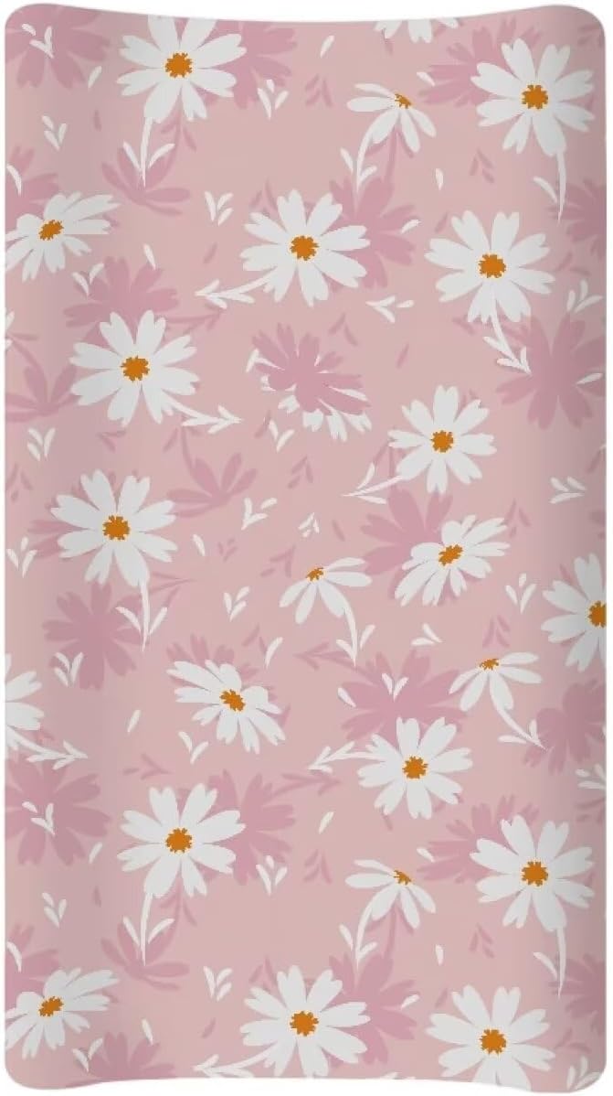 Daisy Changing Table Cover Waterproof Nursery Pad Change Cover Breathable Stretchy Diaper Changing Cover Soft Changing Pad Cover for Boys Girls