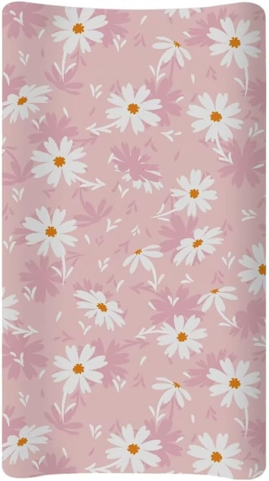 Daisy Changing Table Cover Waterproof Nursery Pad Change Cover Breathable Stretchy Diaper Changing Cover Soft Changing Pad Cover for Boys Girls