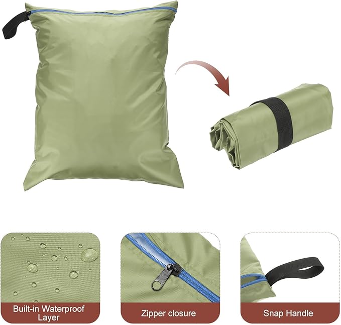 uxcell 2 Pcs Wet Dry Bags, 16" x 20" Waterproof Travel Bags with Two Zippered Pockets, Gym Bag for Beach Pool Swim Suit and Wet Clothes Light Green
