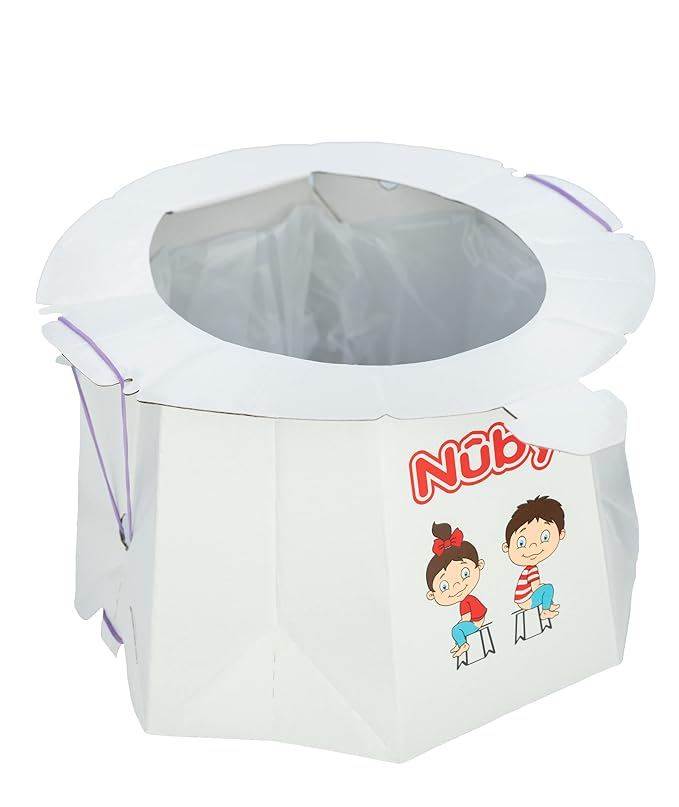 Nuby Disposable Travel Potty with Liner - Foldable and Portable Potty; Toddler Potty Essential for Camp, Trips, & Car Rides - Travel Potty for Toddler, 2 Pack