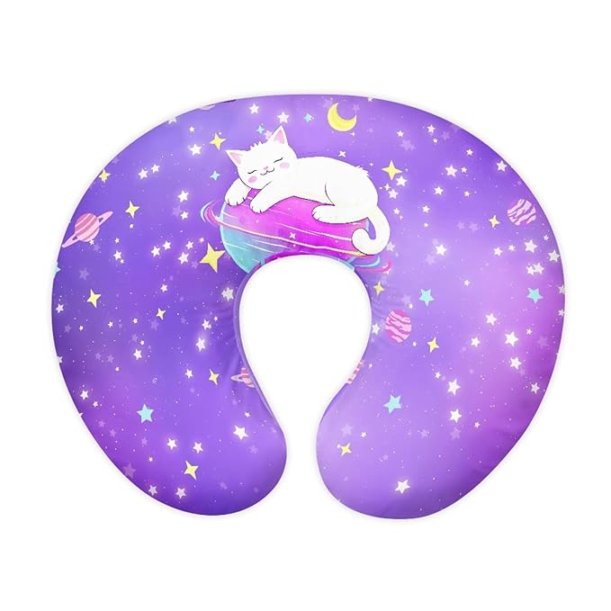 Forchrinse Galaxy Cat Planet Star Pillow Cover for Breastfeeding,Baby Nursing Pillow Slipcover Super Soft Newborn Infant Feeding Cushion Cover for Mom