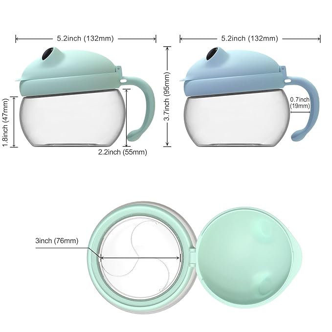 SELEWARE No Spill Snack Cups for Toddlers 2-Pack - Spill-Proof Snack Catcher with Handle, BPA-Free Tritan & Silicone - Easy Grip Kids Snack Container for On-The-Go, Dishwasher Safe (Green & Blue)