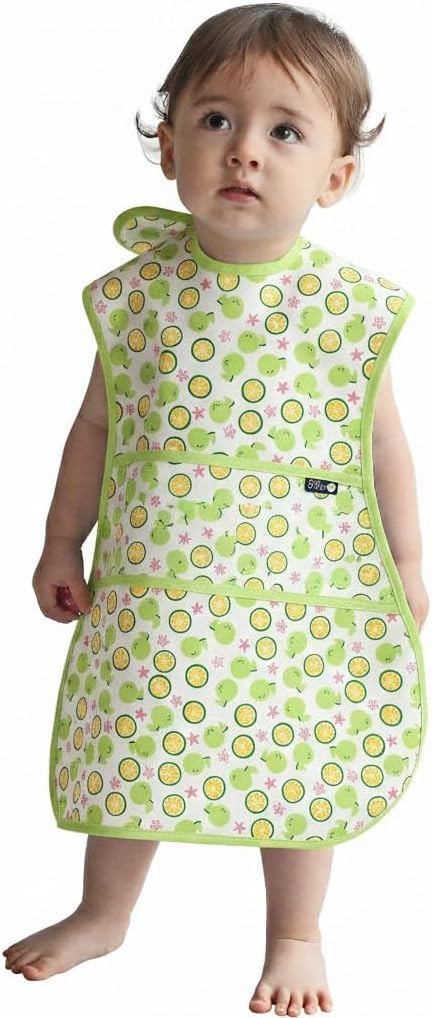Plie Full Coverage Waterproof Feeding Bib for Toddlers – Extra Long Apron Bib for Mealtime, Self-Feeding, High Chairn