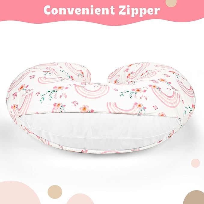 Hooyax Baby Waterproof Nursing Pillow Cover, Stretchy Nursing Covers for Breastfeeding Pillows, Adorable Infant Feeding Pillow Slipcover for Baby Boy and Girls (Rainbow)