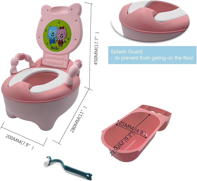 HTTMT- Baby Kids Pink Bear Portable Potty Training Toilet Seat With Pad Toddler Lovely Toilet Comfortable Soft Seat Stool Chair [P/N: ET-BABY003-PINK]