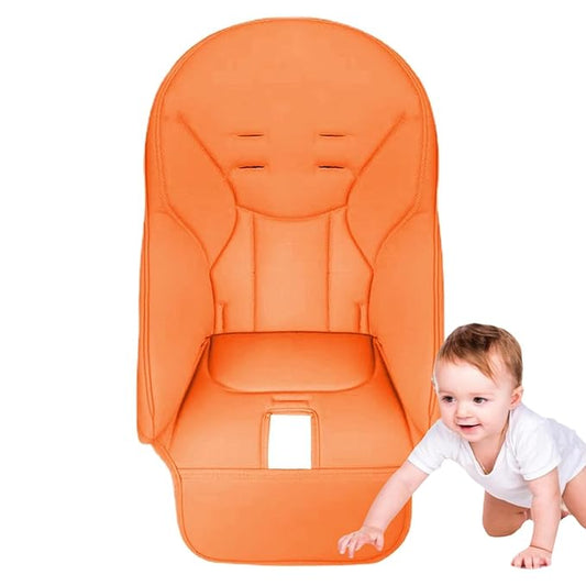 Baby High Chair Cover Replacement | PU Leather Dining Chair Cover with Soft Cushion Seat, Easy to Install High Chair Covers for Baby and Toddler, High Chair Cover Replacement (Orange)