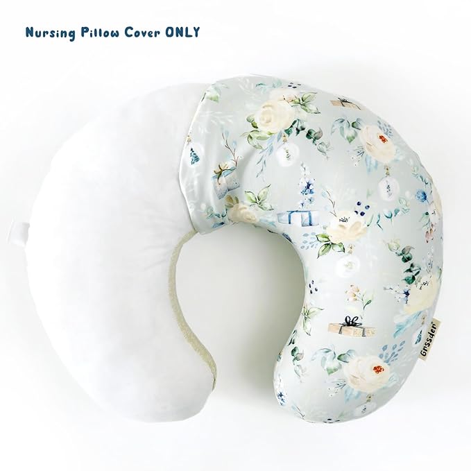 GRSSDER Nursing Pillow Cover, Stretchy Soft Minky Fabric Covers, Fit Most Nursing Support Pillows for Breastfeeding, Comfortable Safe Pillow Cover