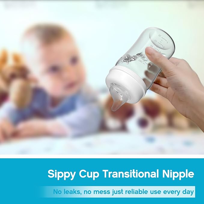 8pcs Replacement Baby Silicone Spout Nipple for NUK Activity and Learner Cup, Soft Transition Spout for Sippy Cups, Silicone BPA-Free, Leak-Proof, Easy Transition from Bottle to Cup