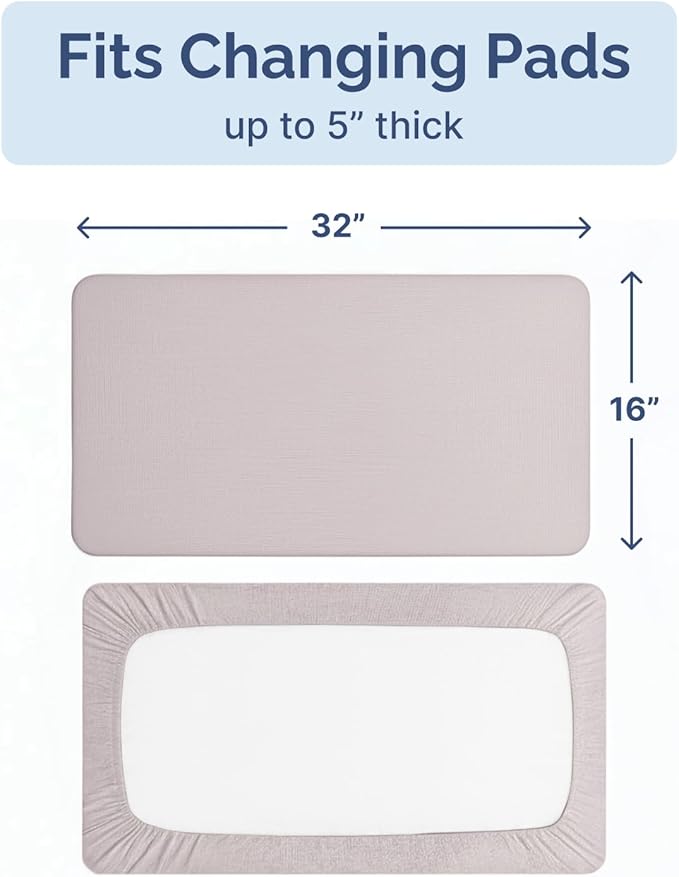 Changing Pad Cover - Pack of 2 Soft Unisex Diaper Change Microfiber Table Sheets - Fits 32"x16" Contoured Pad - Changing Pad Cover for Baby Boys & Girls - Snug, Machine Washable - Oeko-Tex, Stone Grey