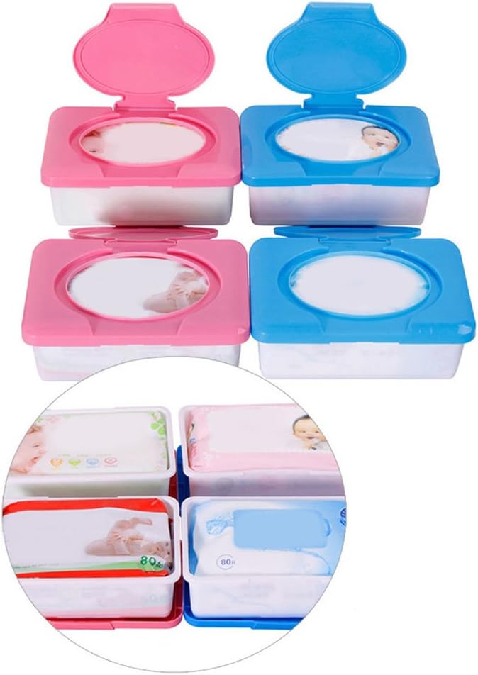 Afco Wet Tissue Storage Box Plastic Case Car Office Wipes Holder with Buckle Lid Blue