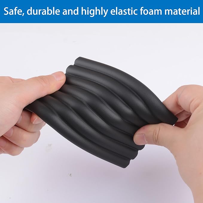 INCERWAY 6PCS Black Foam Funiture Protector, Thickened Self Adhesive Safety Corner Cushion, Baby Proofing Edge Guard for Furniture & Wall