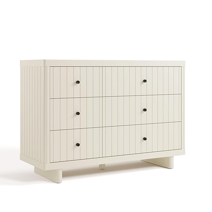 Storkcraft Kyoto 6 Drawer Dresser (Frosted Oat) - GREENGUARD Gold Certified, Nursery & Kids' Bedroom, Safety Interlocking Drawer System, & Easy Assembly with Pre-Installed Tracks