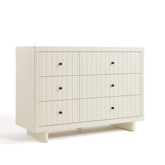 Storkcraft Kyoto 6 Drawer Dresser (Frosted Oat) - GREENGUARD Gold Certified, Nursery & Kids' Bedroom, Safety Interlocking Drawer System, & Easy Assembly with Pre-Installed Tracks