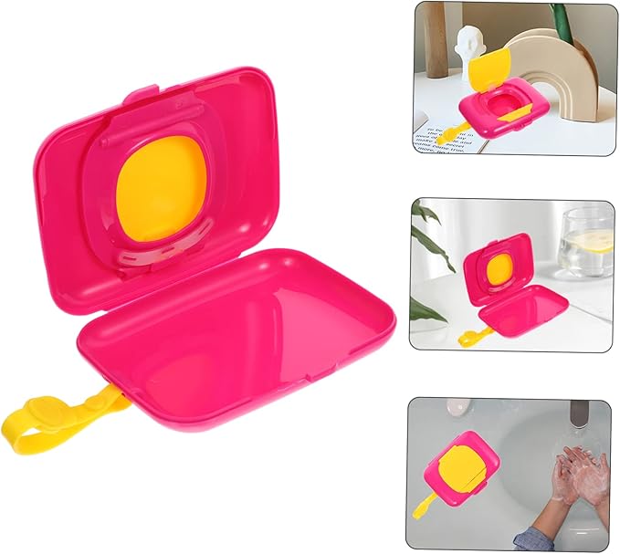 Wipe Box Refillable Dispenser Babywipes Tissue Reusable Wipe Container Hard Hat On- The- Go Wipes Dispenser Baby Carrier Portawipes Bag Holder Travel Portable