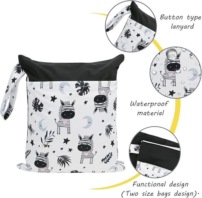 Grab and Go Waterproof Washable Reusable Diaper Wet Dry Cloth Diaper Bags, Winter overture